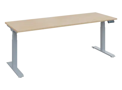 Fleximax 27-20 výškově nastavitelný stůl, kovová podnož stříbrná, deska 25 mm, široký 2000 mm, bříza irská